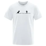 Funny Cactus Dinosaur Printed T-Shirt Men Tops 100% Cotton T-shirt for Men Women Casual O-Neck Streetwear Basic Tops Geek Tees