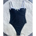 Push Up One Piece Swimsuit For Women Sexy Patchwork Monokini Swimwear 2024 Bathing Suit Beachwear Backless Swimming Suit Bathers