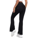 Women's wide leg Flare pants Elastic hip lift Yoga workout pants Comfortable opaque cargo pocket pants