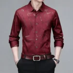 Men's Casual and Fashionable Long Sleeved Printed Shirt, Non Ironing and Wrinkle Resistant Business Top