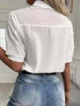 2024 Spring Embroidery Women Blouse Fashion Summer V-neck Lantern Sleeve White Shirt Woman Vintage Cotton Hollow-out Tops 24350