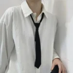 1PCS Unisex Black Simple Clip on Tie Security Tie Uniform Shirt Suit Neckties Steward Matte Funeral Lazy Neck Ties Students