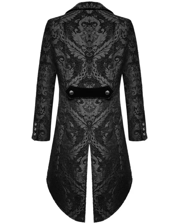 Devil Fashion Mens Gothic Steampunk Tailcoat Jacket Black Brocade Damask Wedding