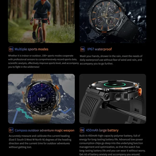 Men's Smart Watch 360 * 360 HD Touch Screen Sports Waterproof Smartwatch Health Monitoring Bluetooth Call Smart Watches