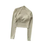 Fitness Chest Cushion Sports Top Women Long Sleeve Shirts Pra Speed Up Short Elegant Dance Yoga Clothes Small Waistband Gym