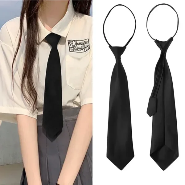 1PCS Unisex Black Simple Clip on Tie Security Tie Uniform Shirt Suit Neckties Steward Matte Funeral Lazy Neck Ties Students