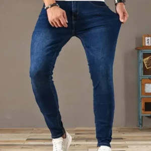 2025 Spring New Mens Slim Fit Classic Skinny Jeans Casual Street Style Casual Mens Skinny Jeans Male Slim Fit Pencil Denim Blue