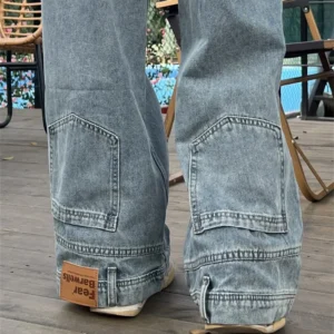 Ins Fashion American Retro Baggy High Waisted Jeans Woman High Street Denim Pants Reversible Trousers Streetwear Loose Jeans