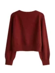 Korean version of women's autumn and winter knitted cardigan diagonal V-neck women's long-sleeved single-breasted sweater