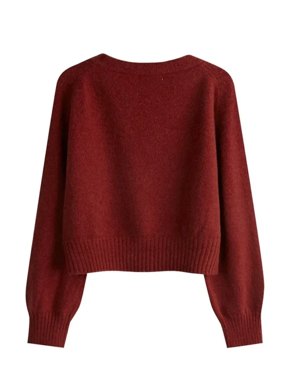 Korean version of women's autumn and winter knitted cardigan diagonal V-neck women's long-sleeved single-breasted sweater