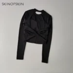 Sexy Back Sports Top for Women Autumn and Winter New Style Big Backless Yoga Suit Spicy Girl Long Sleeved Fitness T-shirt