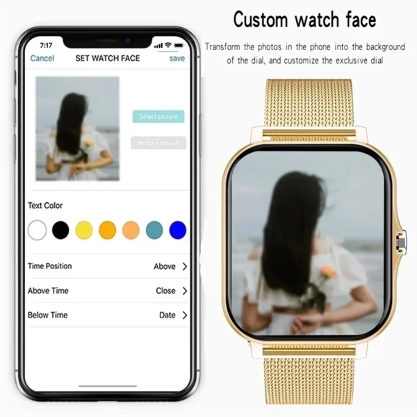 +2pc Straps Smart Watch Women Men Smartwatch Square Stainless Steel Smart Clock BT Call For Xiaomi Samsung Phone Fitness Tracker