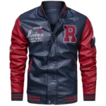 Spring and Autumn Men's Motorcycle Suit Leather jacket Color blocking American baseball collar pilot casual PU leather jacket