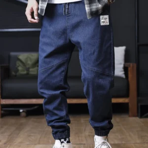 Plus Size Jeans Men Loose Joggers Streetwear Harem Jeans Cargo Pants Ankle-Length Denim Trousers