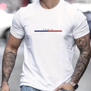 2025 New Digital Print Super Elastic Casual Short-Sleeved Men's Daily Party Home Social T-Shirt Solid Color Vintage Streetwear