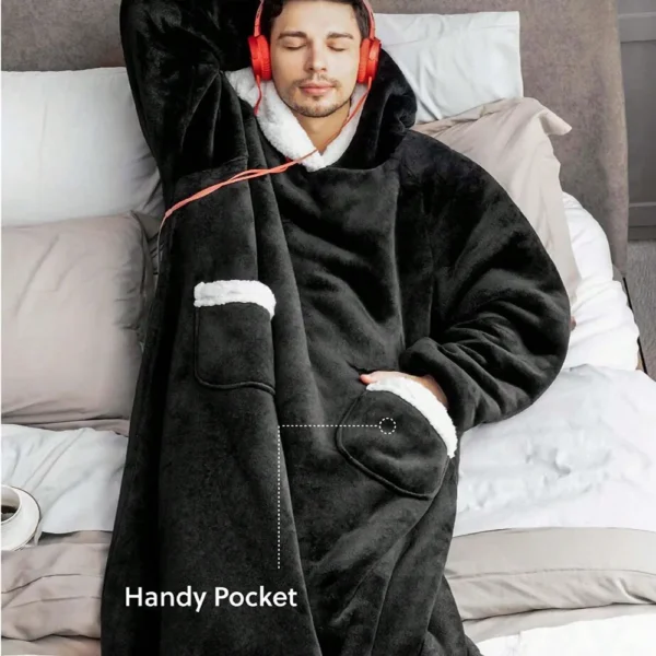 150cm Super Long Flannel Blanket Cold-proof Nightgown Pyjamas Sleeves Winter Hoodies Sweatshirt Women Men Pullover Fleece Giant