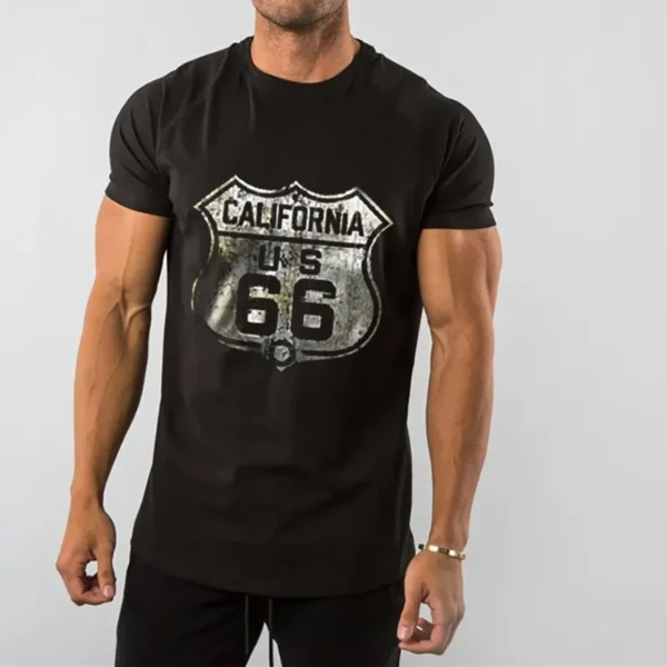 2025 New Men's Vintage T-Shirt 3D Printed American Plus-Size Hip-Hop Personality 66 Designed Short-Sleeved Daily Casual Clothing