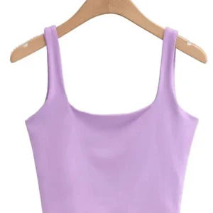2022 Summer Women Sexy Sleeveless Tops Fashion Short Square Collar Tank Tops 6 Colors