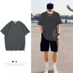 240G Heavy Oversized Plain T-Shirt for Men Summer HighQualtity Short Sleeve Tee 100%cotton Solid Color Trendy Casual white Top