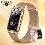 LIGE Smart Watch Women Full Touch Screen Bluetooth Call IP67 Waterproof Sports Fitness Tracker Smartwatch Women