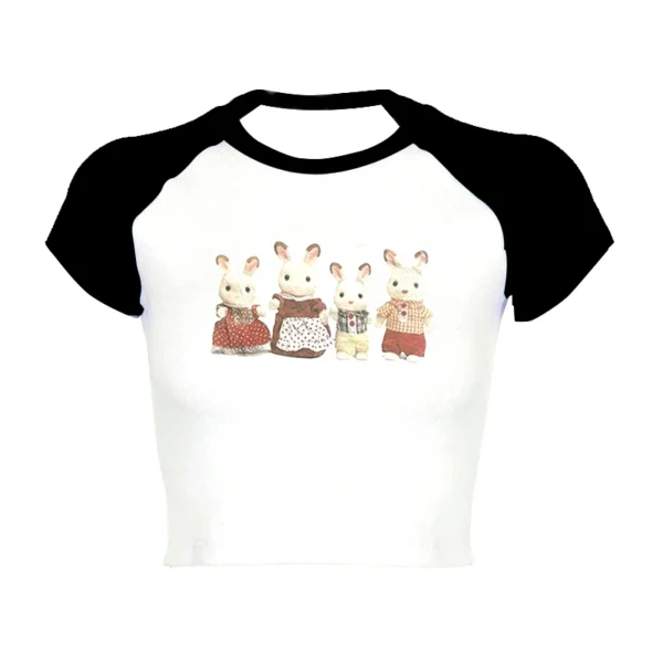 2000s Top Aesthetics Letter Print Baby Tees Y2k Style Streetwear Short Sleeve Cute Vintage Crop Top Women Fashion Punk Emo Girls