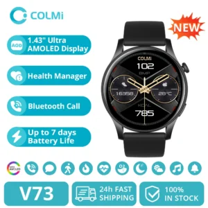 [2024 New] COLMI V73 Smartwatch AMOLED Display Bluetooth Calls Health Fitness Tracking Smart Watch for Men Women