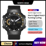 NORTH EDGE Mens Smart Watch World Time Clock Countdown Speed Stopwatch Male's Military Army Smartwatches Swimming Waterproof 50m