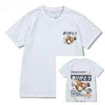 Cartoon Printed Cotton Short-Sleeved T-Shirt for Women Summer New Design Niche Versatile Bottoming Shirt Couple Tops