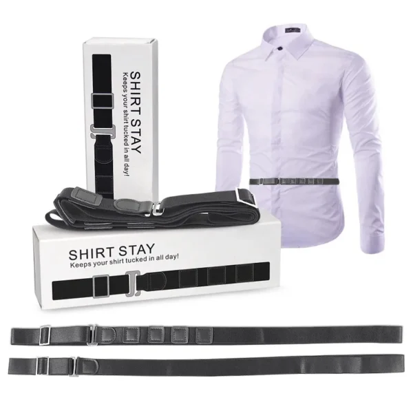 Black Shirt Stay Belt for Men Women Keep Shirt Tucked In Adjustable Elastic Non-slip Wrinkle-Proof Shirt Holder Strap Lock Belt