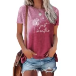 2025 New Spring Summer Women's T Shirt--Dandelion Gradient Printed Top Fashion Clothing Short Sleeve Matching Clothes