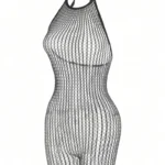 Simplejewel Women One Size Plus Beachwear Exotic Mini Dress Babydoll Bodystocking Black Fence Strapless Dress