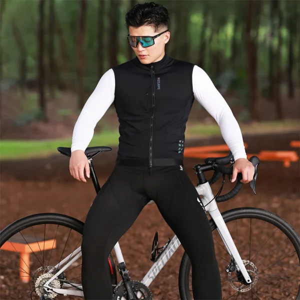 WOSAWE Thermal Winter Cycling Vest Windproof Bike Jacket Sleeveless Windbreaker Back Pockets for Men and Women